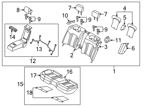 2018 Genesis G80 Rear Seat Components Rear Left-Hand Seat Back Covering Diagram for 89360B1000PPR