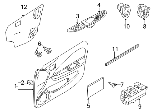 2000 Nissan Sentra Front Door Clip-Finisher Diagram for 0155310321