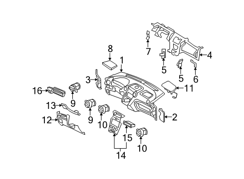 2009 Kia Rondo Instrument Panel Components Bezel-Rheostat Mounting Diagram for 933171D000RU