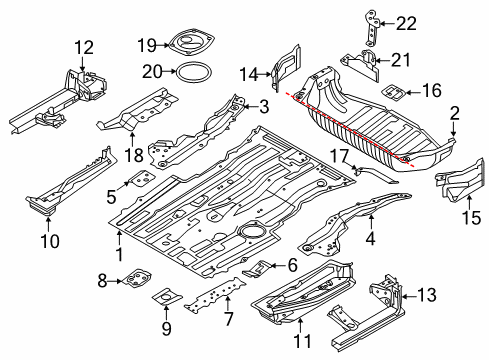 2015 Nissan Quest Rear Floor & Rails Floor-Rear, Rear Side LH Diagram for 745331JA1A
