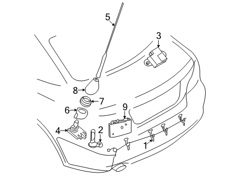 2010 BMW 128i Antenna & Radio Back-Up Antenna Diagram for 65206935024