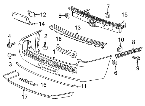 2017 Cadillac Escalade ESV Rear Bumper Side Bracket Diagram for 22806431