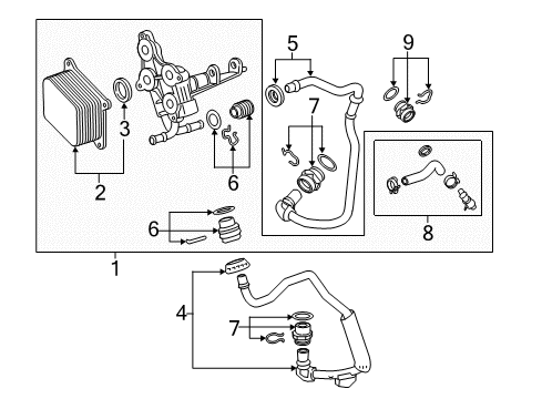 2021 Chevrolet Camaro Oil Cooler Oil Cooler Tube Diagram for 84318909
