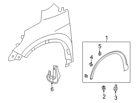 2012 Honda CR-V Exterior Trim - Fender Protector R, FR W Diagram for 74115T0AA02