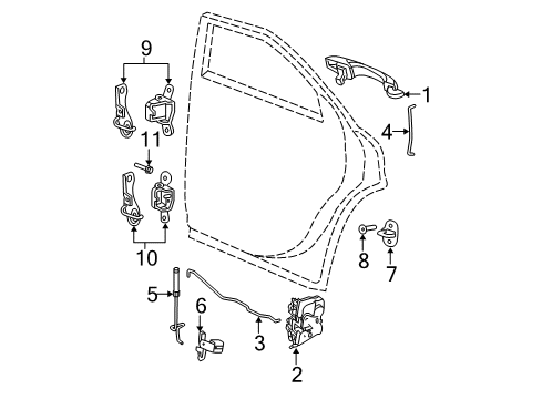 2007 Dodge Charger Rear Door Handle-Exterior Door Diagram for YS96CB6AF