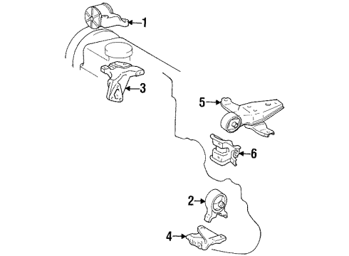 1996 Toyota Paseo Engine & Trans Mounting Bracket, Engine Mounting, Rear Diagram for 1230311052