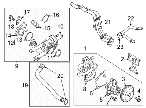 2021 Kia Sportage Water Pump Case-Thermostat Diagram for 256202GTB0