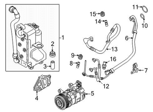2021 BMW X6 A/C Condenser, Compressor & Lines SUCTION PIPE EVAPORATOR-COMP Diagram for 64539354570