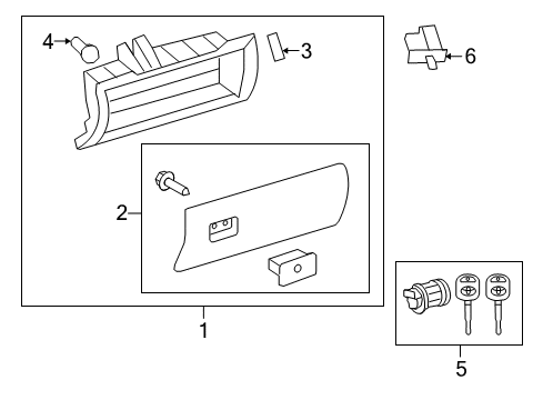 2013 Toyota Sequoia Glove Box Glove Box Assembly Diagram for 553200C012B0