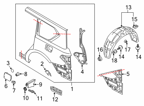 2020 Nissan Armada Fuel Door Fender-Rear, LH Diagram for 781015ZT0A