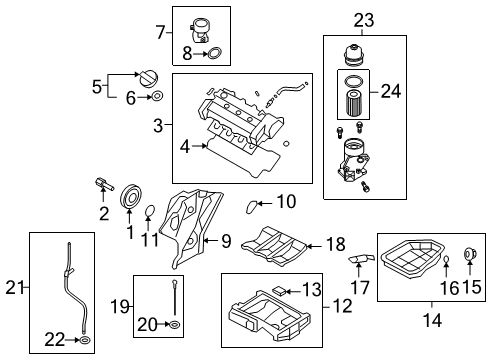 2011 Hyundai Santa Fe Filters Engine Oil Filter Assembly Diagram for 263103CAA0
