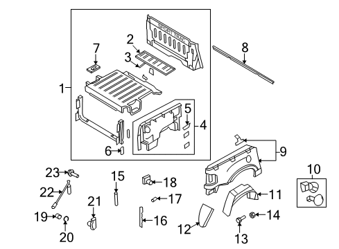 2007 Ford Explorer Sport Trac Pick Up Box Components Wheelhouse Diagram for 7A2Z7827886A