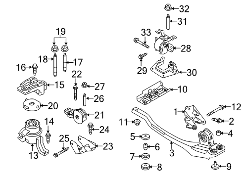 2008 Ford Escape Engine & Trans Mounting Rear Bracket Diagram for 5L8Z6M007AA