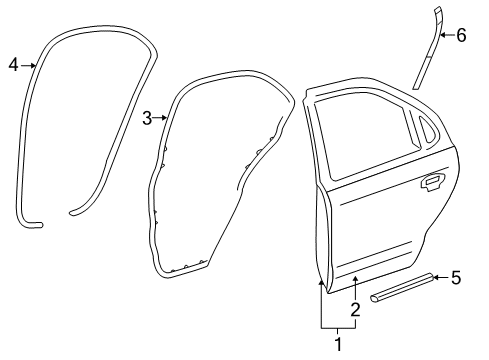 2009 Ford Taurus Rear Door Door Weatherstrip Diagram for 5G1Z5425324AB