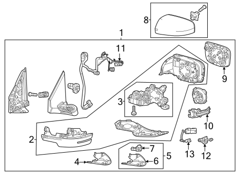 Outside Mirrors Light Assembly, R Side Diagram for 34300TBAA01