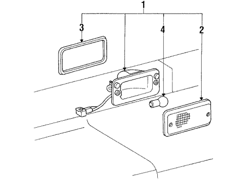 1990 Toyota 4Runner Backup Lamps Lamp Assy, Back-Up, RH Diagram for 8167089103