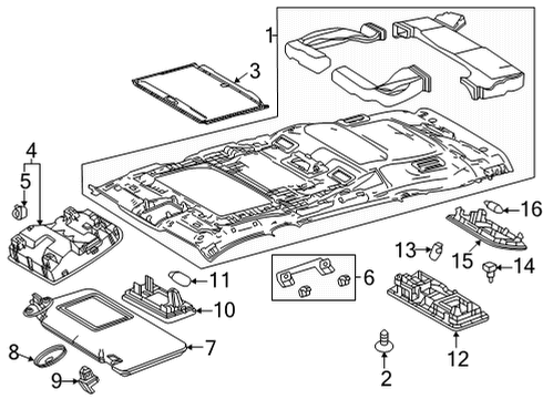 2020 Toyota Highlander Bulbs Map Lamp Assembly Diagram for 636500E401B0