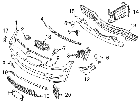 2007 BMW Z4 Front Bumper Grid, Centre Diagram for 51117895842