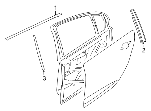 2009 Pontiac G8 Exterior Trim - Rear Door Molding, Rear Side Door Window Belt Reveal Diagram for 92206502