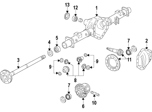 2013 Chevrolet Silverado 3500 HD Rear Axle, Differential, Propeller Shaft Drive Shaft Assembly Diagram for 23396450