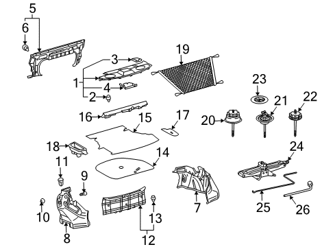 2007 Toyota Solara Interior Trim - Rear Body Trim Pad Diagram for 64727AA011