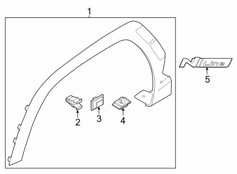 Exterior Trim - Fender GARNISH ASSY-FNDR SIDE, LH Diagram for 87711N9000CA