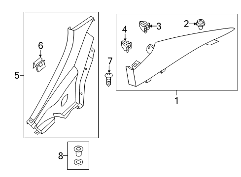 2012 Hyundai Accent Interior Trim - Quarter Panels Trim Assembly-Rear Wheel House RH Diagram for 858951R0009Y