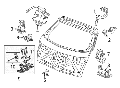 2014 Acura TSX Lift Gate Hinge Complete L, Tail Gate Diagram for 68260TL4G01ZZ