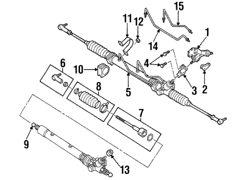 1998 Isuzu Amigo Steering Column & Wheel, Steering Gear & Linkage Housing Assy., Steering Diagram for 8971704300