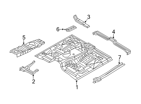 2019 Infiniti QX80 Floor Member Assembly-Cross Front Seat Mounting, Rear Diagram for 754301LA0A