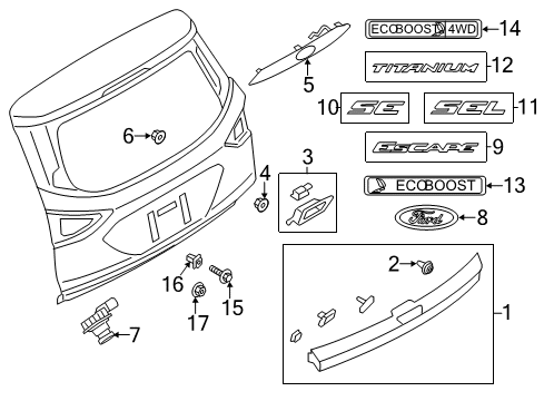 2013 Ford Escape Parking Aid Nameplate Diagram for CJ5Z9942528H