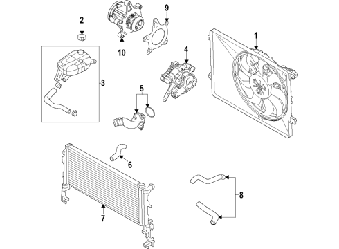 2021 Hyundai Elantra Cooling System, Radiator, Water Pump, Cooling Fan Blower Assembly Diagram for 25380AA400