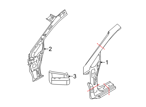 2014 Kia Forte Hinge Pillar EXTENTION Assembly-COWL Diagram for 71248A7000