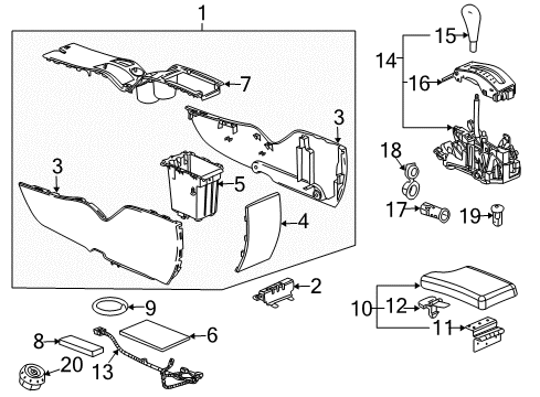 2008 Pontiac Grand Prix Center Console Shift Knob Diagram for 15882270