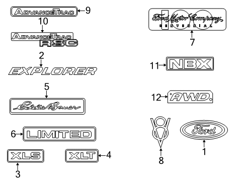 2005 Ford Explorer Exterior Trim - Lift Gate Nameplate Diagram for 4L2Z7842528BA