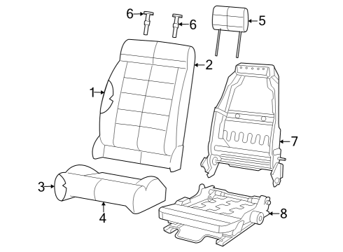 2013 Jeep Wrangler Front Seat Components Seat Cushion Foam Front Left Diagram for 68194641AA
