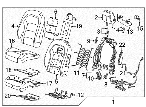 2018 Chevrolet Camaro Driver Seat Components Seat Cushion Pad Diagram for 84028045