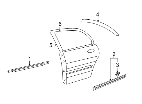 2006 Kia Optima Exterior Trim - Rear Door MOULDING Assembly-Rear Door Diagram for 877212G000