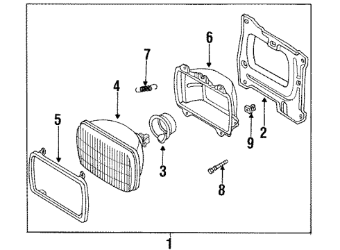 1989 Nissan D21 Bulbs Driver Side Headlamp Assembly Diagram for B606001G10