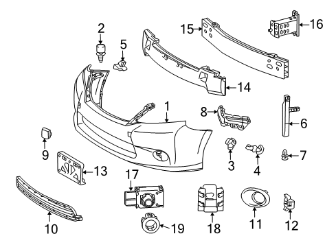 2011 Lexus HS250h Front Bumper Extension Diagram for 5701375020