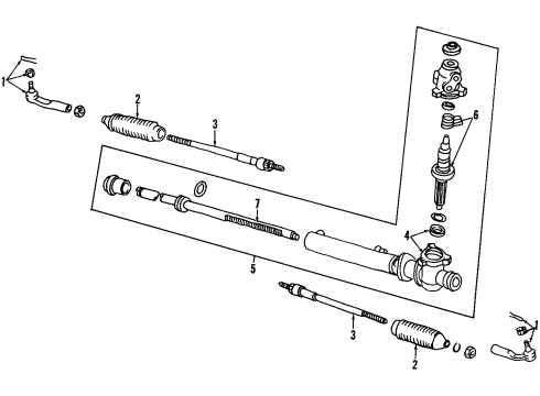 2002 Infiniti Q45 P/S Pump & Hoses, Steering Gear & Linkage Power Steering Gear Assembly Diagram for 49200AR200