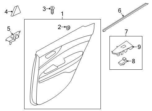 2019 Kia Forte Rear Door Cover Assembly-Rr Dr Del Diagram for 83930M7000