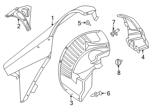 2004 Dodge Viper Fender & Components Shield-Splash Diagram for 4865491AC