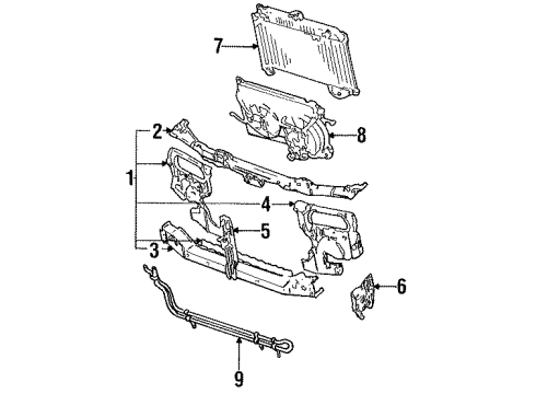 1987 Nissan Maxima Radiator & Components, Radiator Support, Cooling Fan, Power Steering Oil Cooler Motor Assy-Fan & Shroud Diagram for 2148033E00