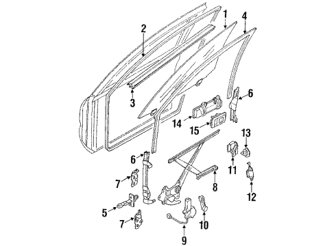 1991 Toyota Corolla Front Door - Glass & Hardware Front Door Outside Handle Assembly Left Diagram for 6922012120D0