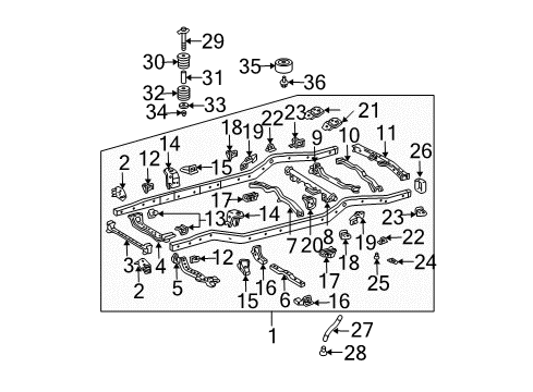 2005 Lexus GX470 Frame & Components Mount Bracket Screw Diagram for 9008011347
