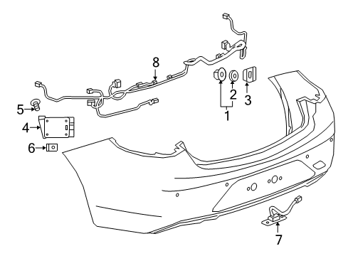 2019 Buick Regal Sportback Electrical Components - Rear Bumper Harness Diagram for 39198281