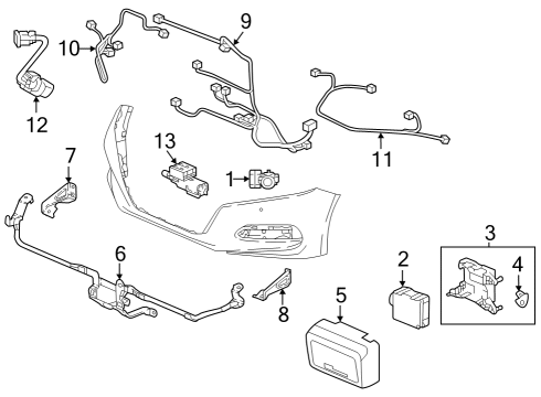 2022 Honda Accord Cruise Control Bracket, Radar (Upper) (R) Diagram for 36810TVAA21