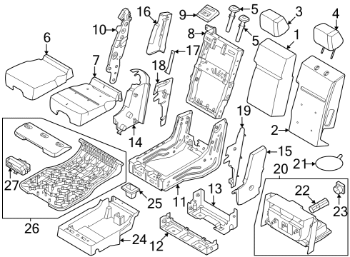 Split Bench Seat Auxiliary Outlet Cap Diagram for HS7Z19A487BA