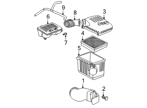 2002 Jeep Grand Cherokee Air Inlet Hose-Breather Diagram for 53031667AC